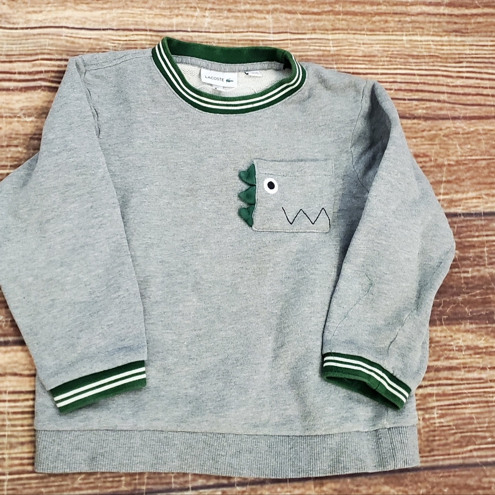 Lacoste green & gray dinosaur sweatshirt size 6